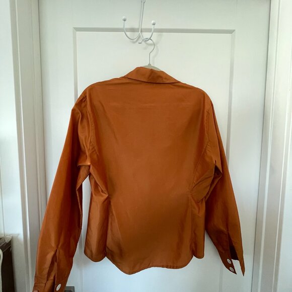 (Made in Italy) Vintage Tailored Brown Sheen Blouse - Picture 7 of 7